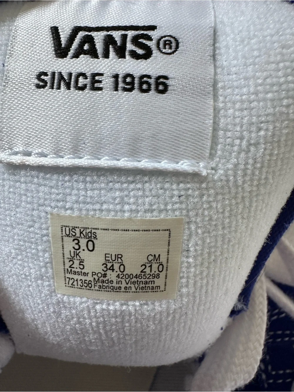 NEW Vans KNU SKOOL Kids Blue Skate-Style Sneakers with White Stripe size 3